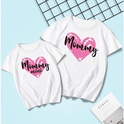 Mother Daughter Matching Clothes Mum And Baby Tshirt Mommy And Me Outfits Woman Kids Girl Summer Short Sleeve Tops Family Look