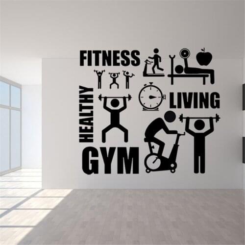 Healthy Living Fitness Wall Stickers Glass Window Sticker Gym Room Decor Home Decoration Accessories
