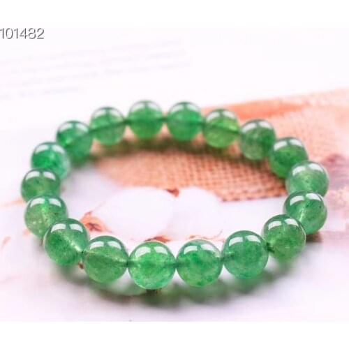 Genuine Natural Green Strawberry Quartz Crystal Women Men Clear Round Beads Bracelet Jewelry Fashion 7mm 8mm 9mm 10mm AAAAAA
