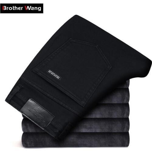 2019 Winter New Mens Warm Black Skinny Jeans Classic Style Stretch Slim Fit Thick Pants Fashion Trousers Male Brand
