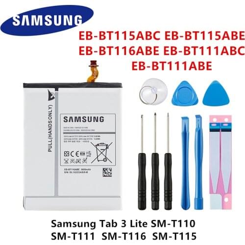 SAMSUNG Orginal EB-BT115ABC EB-BT116ABE EB-BT111ABE 3600mAh Battery For Samsung Tab 3 Lite SM-T110 SM-T111 T116 T115 +Tools
