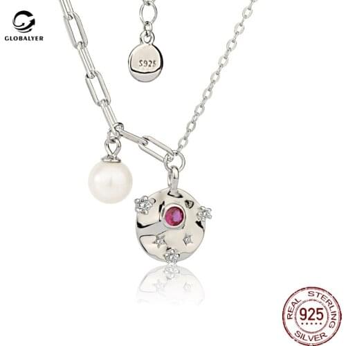 New Japanese and Korean style Fresh water Pearl Necklace Female S925 Silver Jewelry Fashion Simple Silver chain 737