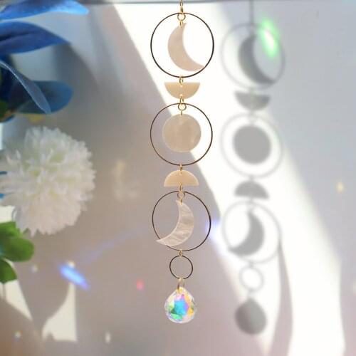 Sun Catchers Crescent Moon Pendant Light Catcher Rainbow Maker Sun & Moon Gift of Good Luck DIY Outdoor Garden Ornament
