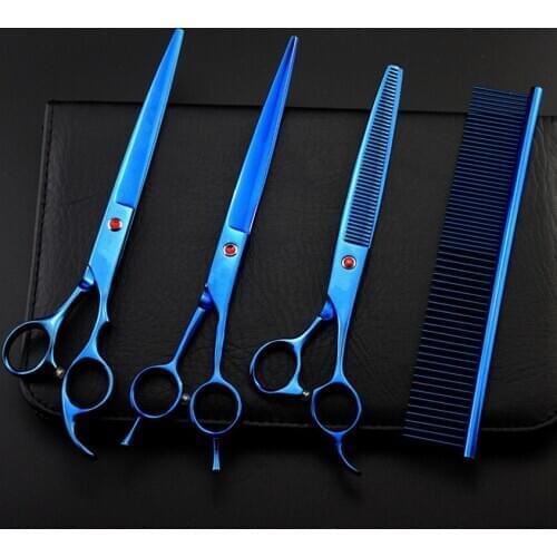 Professional 4 kit 8 inch pet shears dog grooming thinning haircut hair scissors cutting barber tools hairdressing scissors set