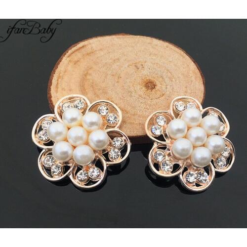 Rhinestone pearl rhinestone buttons flat back buttons for hair