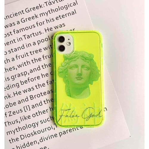 Luxury Art Letter Statue Phone Case For iphone 11 Pro Max 7 8 plus Back Cover For iphone X XR XS SE 2020 Fluorescent Soft Cases