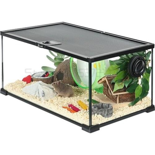 Hamster glass cage super large villa transparent prison break and bite proof hedgehog feeding box Golden Bear live cage