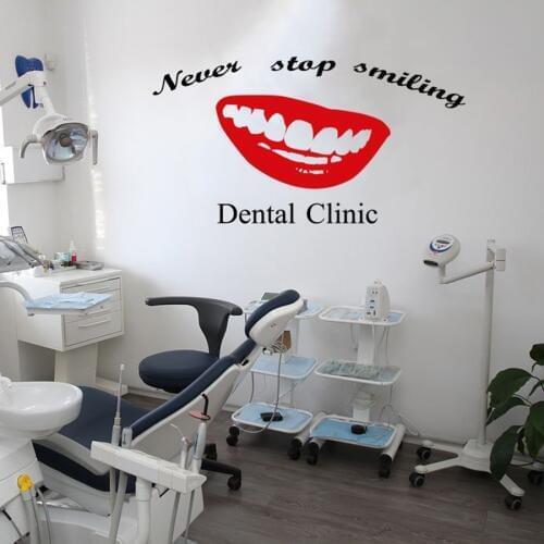 Dental Clinic Quote Wall Decal Dentist With Smile Dental Wall Stickers Teeth Clinic Removable Tooth Decor For Shop Window H477