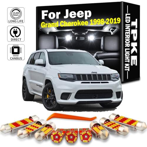 TPKE Canbus LED Interior Light Kit For 1998-2019 Jeep Grand Cherokee White Car Accessories Map Dome Reading License Plate Lamp