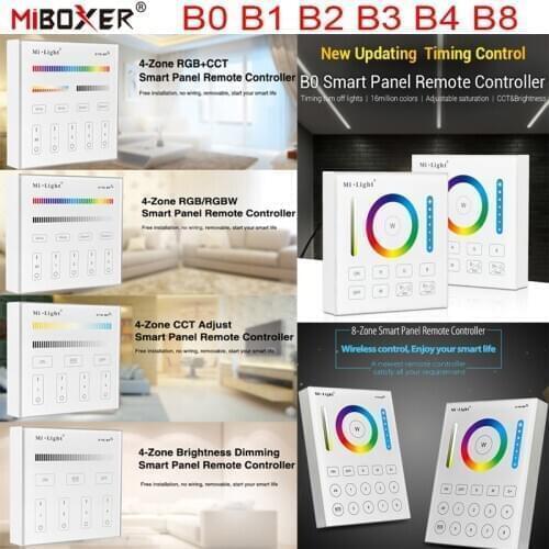 Miboxer B0 B1 B2 B3 B4 B8 2.4G Wireless 4-Zone Brightness Dimming RGB RGBW RGB CCT Smart Touch Panel Remote Controller Powerd