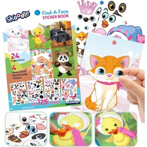 Funny Find-A-Face Sticker Books For Kids DIY Create Animals Sence Puzzle Games Stickers Early Education Toys for Children Gifts