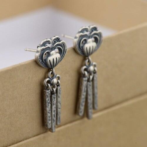 FNJ Tassel Earrings 925 Silver 100% Pure Original S925 Silver Sterling Drop Earring for Women Jewelry