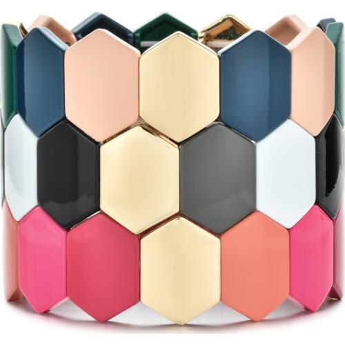 ZMZY Creative Handmade Big Geometric Vintage Friendship Bracelets For Women Jewelry Pulseiras Enamel Tile Bracelet Boho Fashion