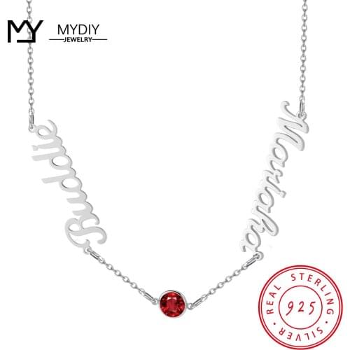 MYDIY-925 Sterling Silver Customized Name Necklace Fashion Personalized Letter Choker Necklace Pendant For Women Gift Birthstone