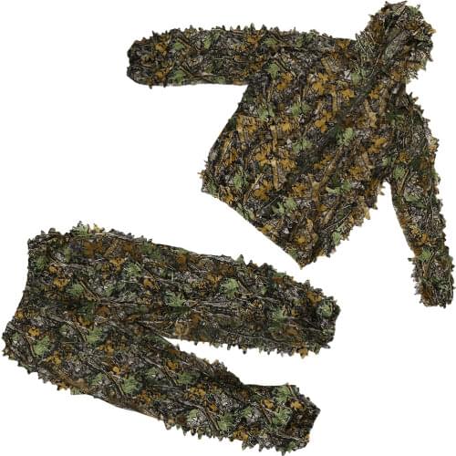 1 Set Hunting Clothes 3D Leaf Coat Trousers Camouflage Outdoor Jungle Watch Bird