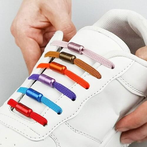 1Pair No Need Tie Tieless Buckle Lace Flat Shoelaces 1 Second Quick Lazy Shoe Laces Buckle Unisex Solid Color Shoe Lace