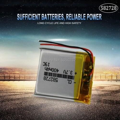 1pc 400mAh 3.7V 582728 Lithium Polymer Li-Po Rechargeable Battery For smartwatch GPS Bluetooth PDA notebook speaker Lipo cell
