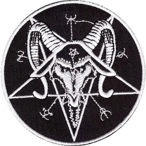1Pcs Satan Pentagram Iron on Patch Goat Applique Evil Sign Embroidered Clothes Decoration Fabric Embellishments Patchwork