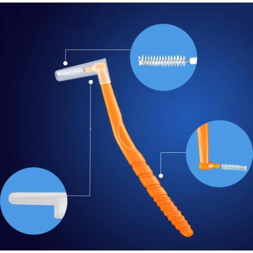 10 Pcs Interdental Brush Micro Size 0.7-1.2mm L-shaped Oral Care Floss Brush MH88