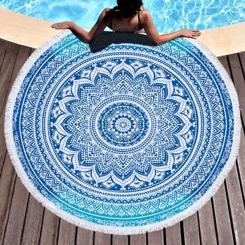 150cm Beach Leisure Resort Creative Swimming Towel Microfiber Round Beach Towel Mandala Yoga Mat Adult Large Round Bath Towel