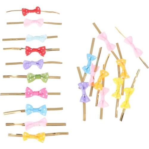 20Pcs Dots Bowknot Metallic Twist Ties Sealing Binding Wire Cello Lollipop Candy Gift Packaging Bags Fastener Sealing Fixed Ties