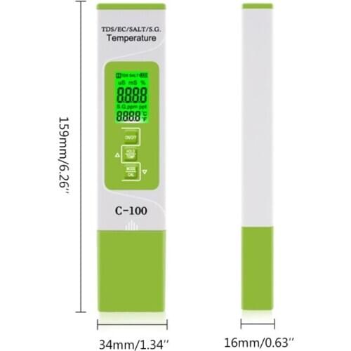 2021 New 5 in 1 Water Quality Tester TDS/EC/Salinity/S.G./Temperature Meter for Home,Pool