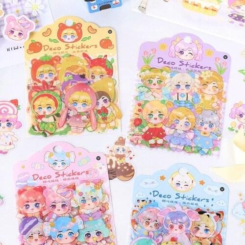 40pcs/Bag cute cartoon sweetheart doll series decorative stickers PET handbook diary notebook material stickers
