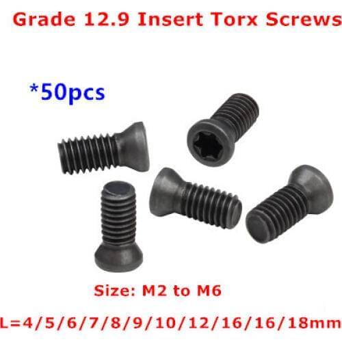 50pcs M2 M2.5 M3 M4 M5 M6 Insert Torx Screw 12.9 Alloy steel Replaces Carbide Inserts Cutter Bar CNC Lathe Tool