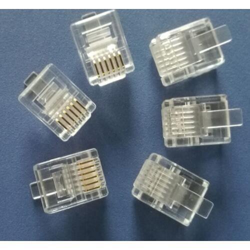 500X Connector RJ12 6P6C Gold Plated Modular Plug High Quality