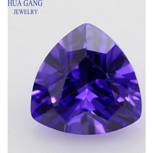 5A Violet Trillion Shape Cubic Zirconia Brilliant Cut Loose CZ Stone Synthetic Gems Beads For Jewelry Size 3x3-12x12mm