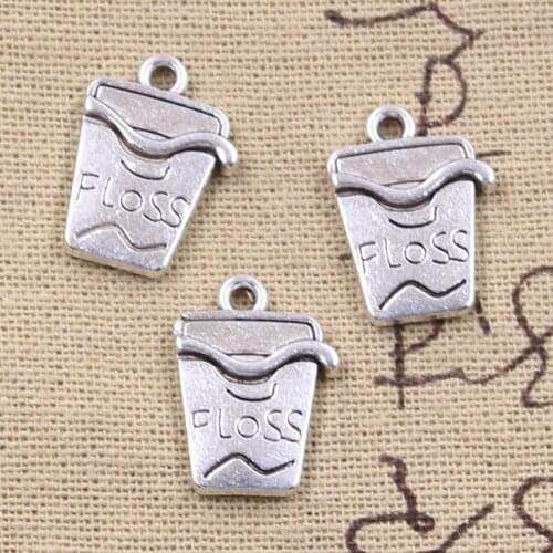 8pcs Charms Cleaning Floss 19x14mm Antique Silver Color Plated Pendants Making DIY Handmade Tibetan Silver Color Finding Jewelry