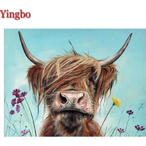 Highland cow flower animal stitch cross diamond painting full round mosaic squirrel diamond embroidery home decoration art