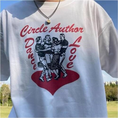 American Vintage White Printed Short Sleeve Tops Plus Size Round Neck Graphic Unisex Tees Tumblr Fashion 2021 Aesthetic Tshirts