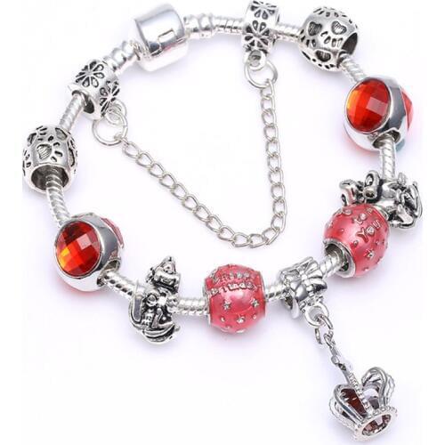 Boosbiy DIY Original Fine Bracelets & Bangles Silver Plated Murano Crystal Beads Bracelets For Women Girls Birthday Gift