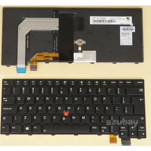 Brazilian Keyboard for Laptop Lenovo Thinkpad T470S, T460S, 13 Gen 1, 13 Gen 2, 01EN727 01EN686, Backlit, Black with Black Frame