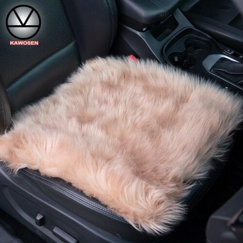 KAWOSEN 1 PCS Universal Fiber Faux Fur Car Seat Cover, Long Artificial Fur Car Seats Covers, Winter Warm Car Seat Cushion LFFS01