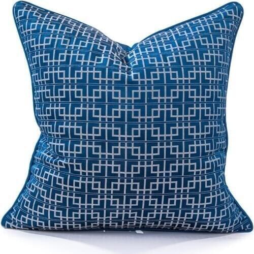 DUNXDECO Cushion Cover Decorative Pillow Case Modern Chinese Style Simple Back Word Line Blue Coussin Sofa Bedding Decorating