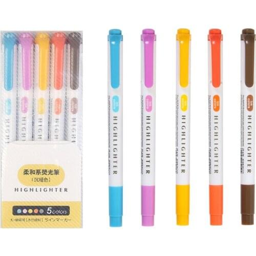 Dual Tip 1.2MM/3.8MM Nib Colored Marker Pens Sketching Manga Highlighters Pen Drawing Set School Art Supplies Stationery