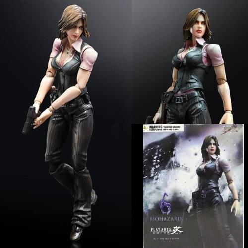 Play Arts Leon S Kennedy Jill Valentine Helena Action Figure collectible Model Toys Dolls Gift 28CM