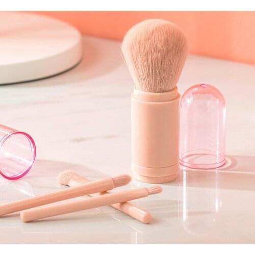 Grace Pace 4 in 1 Combination Portable Telescopic Makeup Brush Beauty Tool Multifunctional Mini Eyeshadow Loose Powder Brush