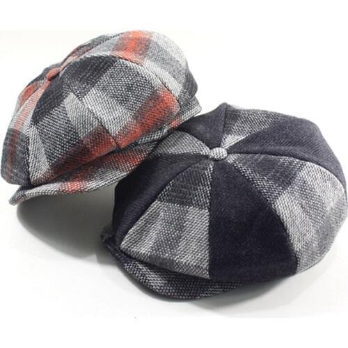 Man Large Size Ivy Hat Dad Fitted Painter Cap Men Felt Octagonal Hat Lady Wool Beret Big Size Newsboy Hat Cap 57-58cm 59-60cm