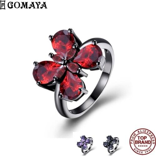 GOMAYA Butterfly Inlay CZ Rings For Women Romantic Creativity Ring Birthday Valentines Day Gift To Girlfriend Fashion Jewelry