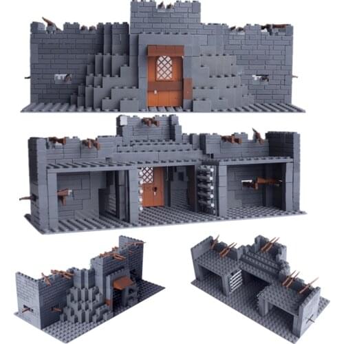 MOC WW2 Military Fortress Building Blocks Figures Protective Wall Blockhouse with 98K Weapons Guns Bricks Kids Toy Set Gift D271