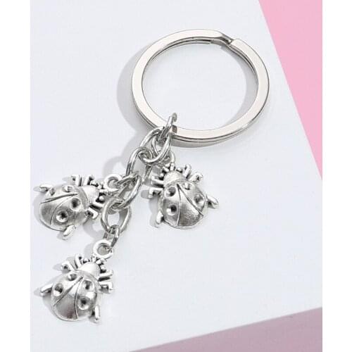 Cute Keychain Beetle Ladybird Key Ring Metal Key Chains Animal Gifts For Women Men Handbag Accessorie Car Hanging Punk Jewelry