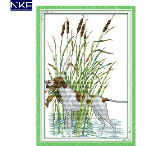 NKF Foraging In Water Animal Pattern Handmade Craft Needlework Cross Stitch Embroidery Kit Cross Stitch for Home Decor