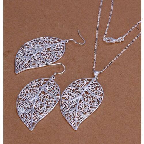 Sets jewelry silver plated setsjewelry silver plated fashion jewelry sets leaf jewelry wholesale ppok LS180