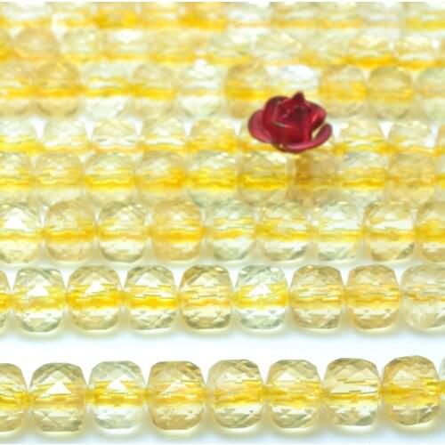 Natural Yellow Citrine Crystal Faceted Cube Loose Beads Wholesale Gemstone Semi Precious Stone Bracelet Necklace Jewelry Making