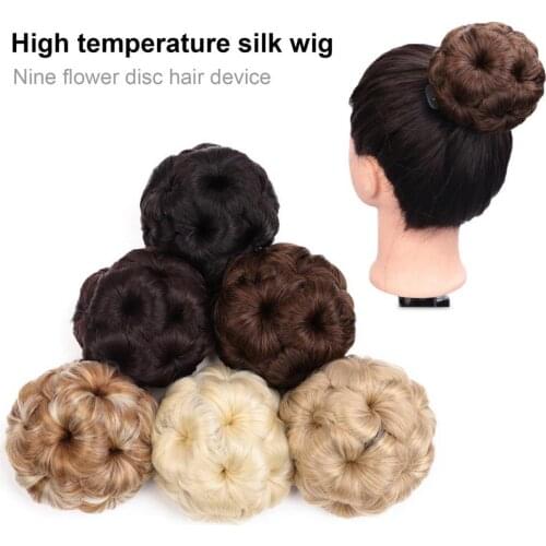 Non-reflective Portable Nine-Flower Ladies Curly Chignon Hair Scrunchie for Party