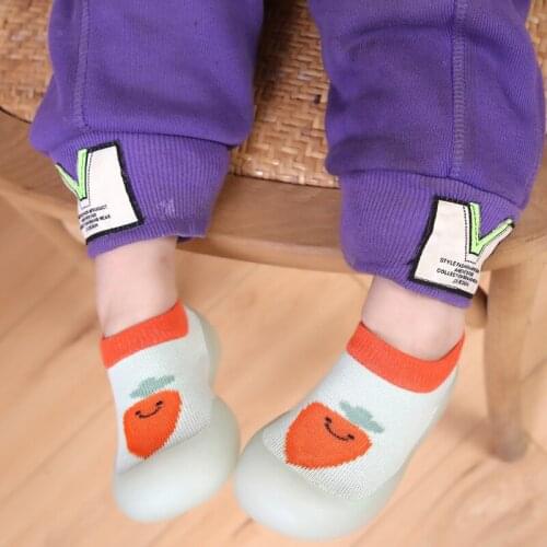 Cartoon Carrot Baby Anti-slip Socks Spring Autumn Toddler Girls First Walker Knitted Children Slipper Comfortable Baby Shoes