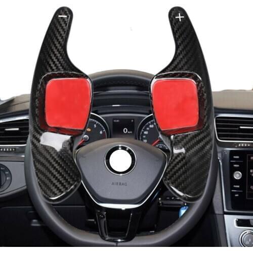 Pair Carbon Fiber Steering Wheel Gear Shifter Paddle Extension Fit For Volkswagen GOLF 7 Tiguan Teramont C-Trek